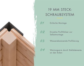 Karibu Hybrid-Gartenhaus Merkur D - 19mm Elementhaus - 2-Raum-Gartenhaus - Pultdach - wassergrau/weiß