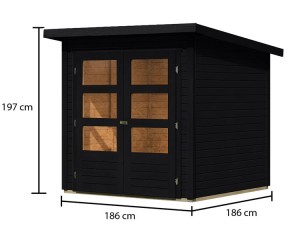 Karibu Holz-Gartenhaus Stockach 2 - 19mm Elementhaus - Geräteschuppen - Pultdach - schwarz