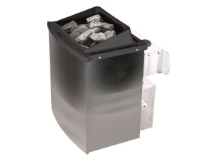 Karibu Innensauna Anja + Dachkranz + 9kW Saunaofen + integrierte Steuerung - 38mm Blockbohlensauna - Ganzglastür bronziert