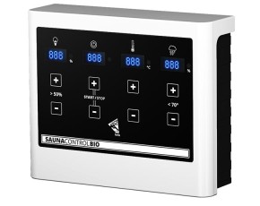 Karibu Innensauna Anja + 9kW Bio-Kombiofen + externe Steuerung Easy bio - 38mm Blockbohlensauna - Ganzglastür graphit