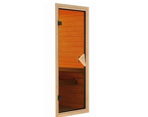 Karibu Innensauna Marona + 2 Fenster + Premium-Ausstattung + Dachkranz - 38mm Massivholzsauna - Ecksauna