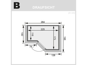 Karibu Innensauna Sahib 2 + Comfort-Ausstattung + Dachkranz - 40mm Blockbohlensauna - Ganzglastür bronziert - Ecksauna