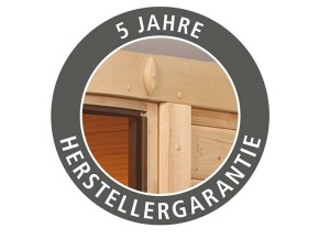 Karibu Innensauna Sonara + Comfort-Ausstattung + Dachkranz + 9kW Saunaofen + externe Steuerung Easy - 40mm Massivholzsauna - Ganzglastür bronziert