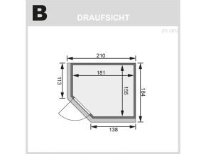 Karibu Innensauna Lilja + Dachkranz + 3,6kW Plug&Play Saunaofen + externe Steuerung Easy - 68mm Elementsauna - Ganzglastür bronziert - 230V Sauna - Ecksauna