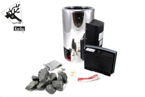 Karibu Plug&Play Saunaofen + Außensteuergerät Easy Finnisch 3,6 kW (230Volt) inkl. 18 Kilo Steinen