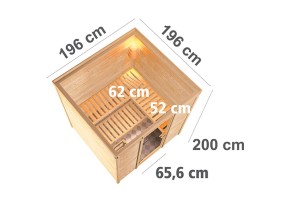 Karibu Innensauna Mojave + Comfort-Ausstattung - 40mm Blockbohlensauna - Energiespartür