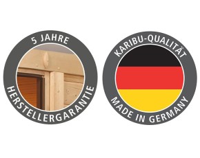 Karibu Innensauna Tonja + Dachkranz - 68mm Elementsauna - Ganzglastür bronziert - Ecksauna - 230V Sauna
